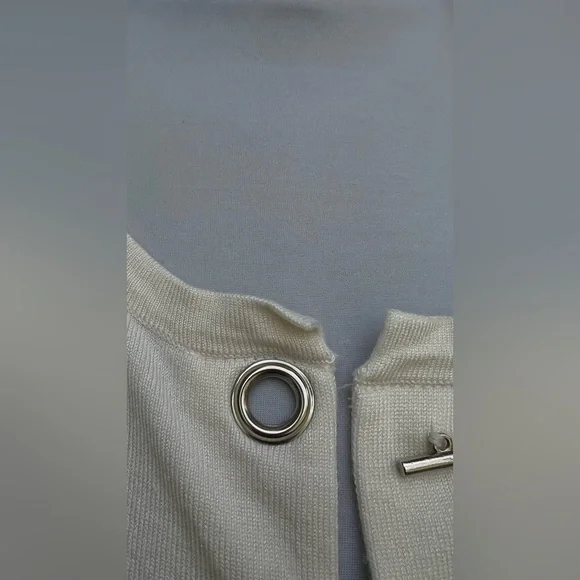 philosophy Cream Off White Light Knit Jacket Cardigan Large Lg - Picture 7 of 9